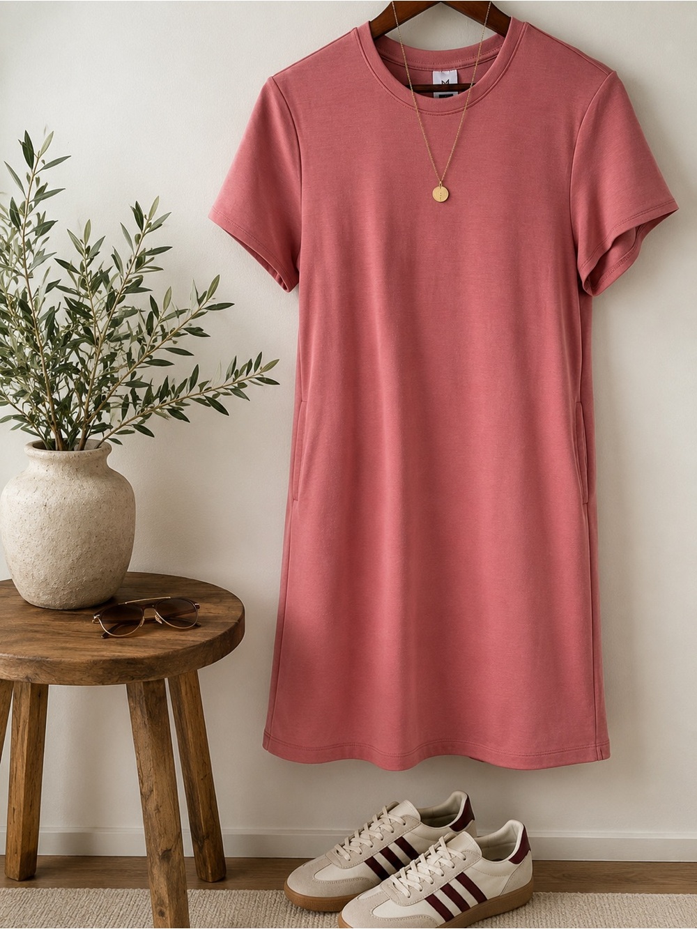 Member's Mark Sandwash T-Shirt Dress | Dusty Rose | Modal Blend | Large